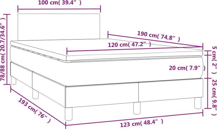 Immagine prodotto vidaXL Boxspringbett (120 x 190 cm)
