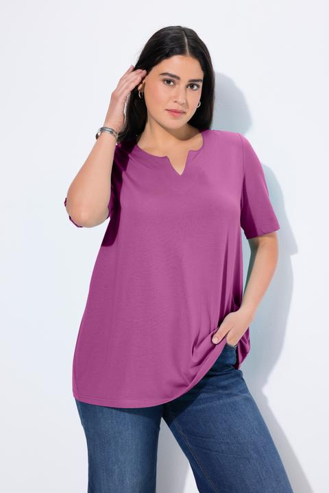 Actual product image Ulla Popken Essential Notch Neck Stretch Tee (60)