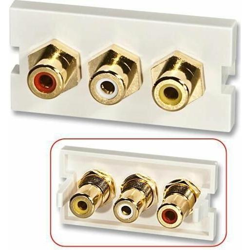 Lindy 3xRCA F/F AV Einsatz Premium SnapIn Modul fuer Wanddosen, SAT Zubehör, Weiss