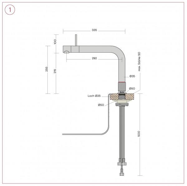 Produktbild Quooker - Wasserhahn FRONT Schwarz, Reservoir COMBI