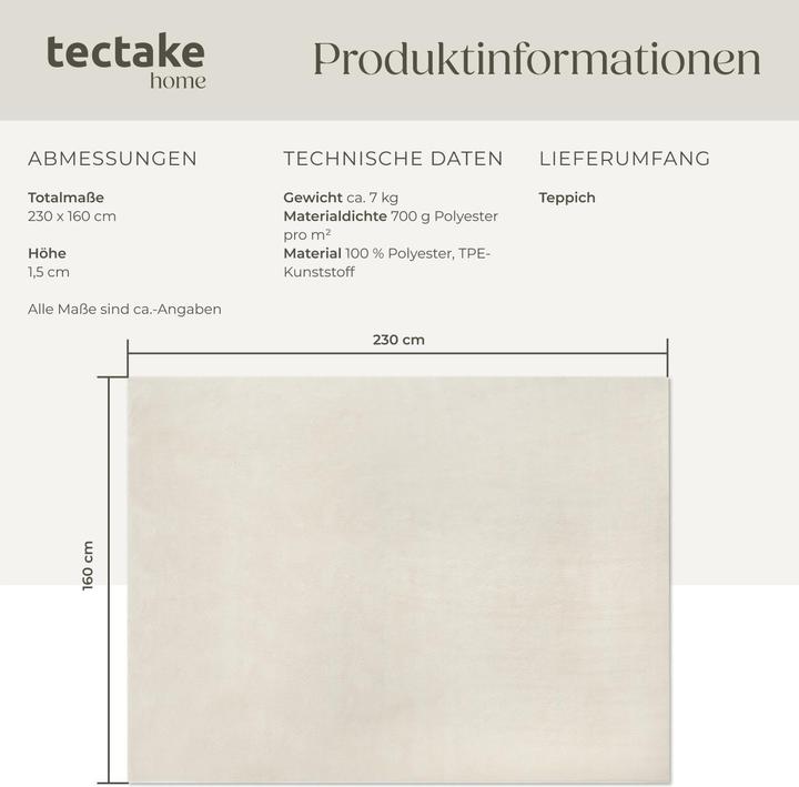 Produktbild tectake Kurzflorteppich Soft Zone (160 x 230 cm)