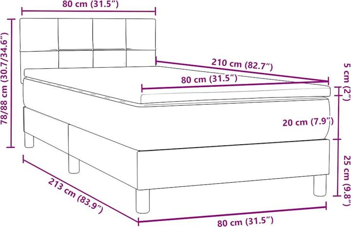 Produktbild vidaXL Boxspringbett (80 x 210 cm)