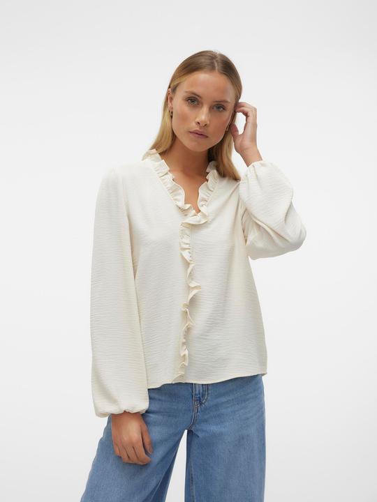 Produktbild Vero Moda Normal geschnitten V-Ausschnitt Elastische Bündchen Voluminöser Armschnitt Top Bluse (L)