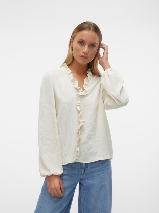 Immagine prodotto Vero Moda Vestibilità regolare Scollo a V Polsini elasticizzati Taglio voluminoso delle maniche Top Camicetta (L)