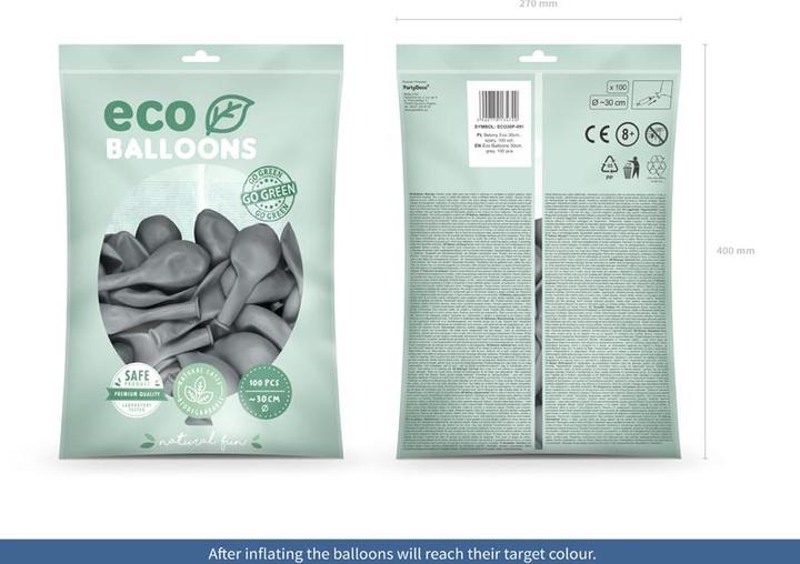 Produktbild Partydeco Eco Balloons 30cm pastel, grey (1 pkt / 100 pc.) (100 x)