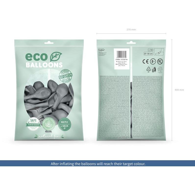Thumbnail - Partydeco Eco Balloons 30cm pastel, grey (1 pkt / 100 pc.)