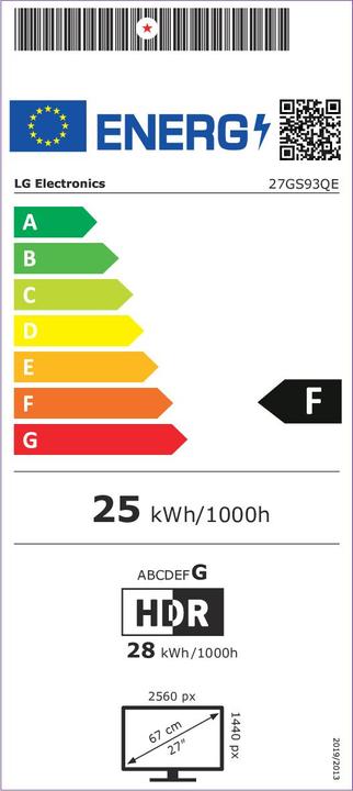 Energy Label LG 27GS93QE-B (2560 x 1440 pixels, 26.50")