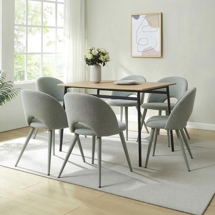 Image du produit En.Casa Esszimmerstuhl Karijoki 6er Set Webstoff Hellgrün