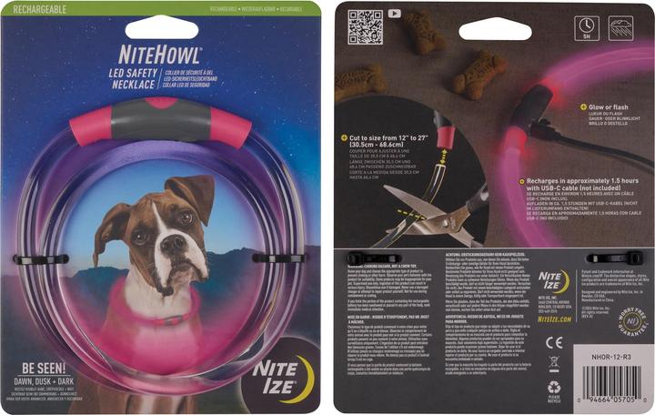 Nite Ize Collier de sécurité rechargeable à LED NiteHowl - Rose tie and dye (Chien, Promenade)