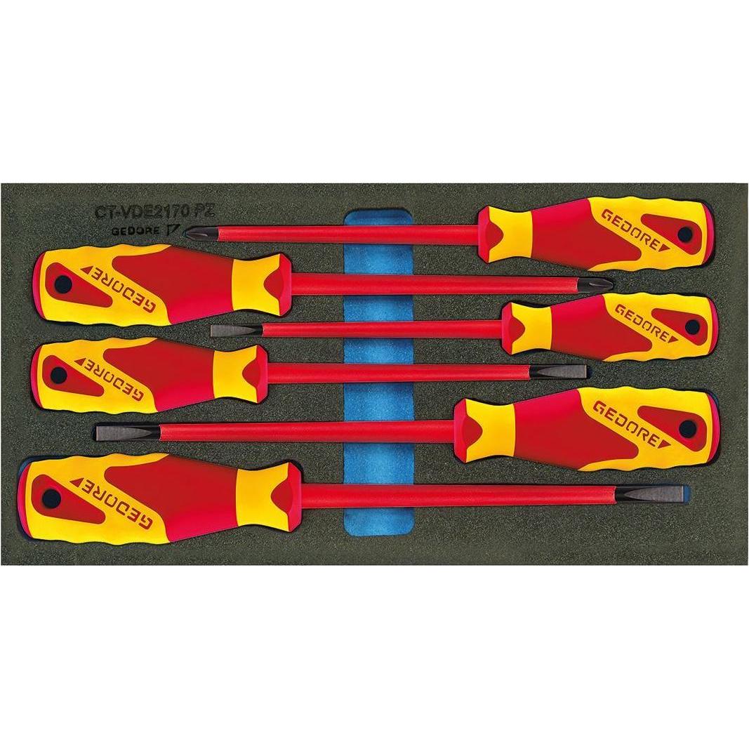 Gedore, Schraubenzieher, 1500 CT1-VDE 2170 PZ VDE-Schraubendreher in Check-Tool-Modul (Schlitzschrauben, Pozidriv-Kreuzs...
