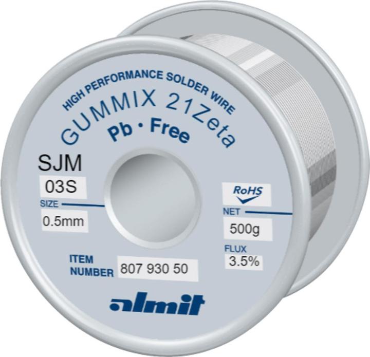 Produktbild Almit Lötdraht bleifrei, Gummix 21Zeta SJM-03-S, 0,5 mm, 500 g