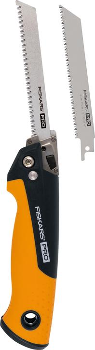 Actual product image Fiskars Pro Compact folding saw, Incl. 2 saw blades, Saw blade length: 15 cm, 13 TPI and 24 TPI, Schw