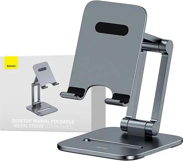 Actual product image Baseus Desktop Biaxial Foldable Metal Stand (for Phones) Grey