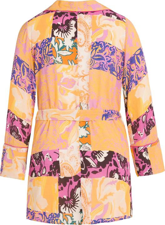 Actual product image Ulla Popken Patchwork Print Open Front Belted Crepe Kimono (54)
