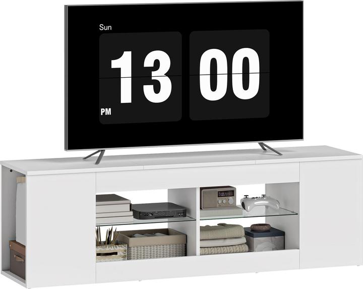 Homcom TV Schrank Spanplatte, Glas Weiss (35 x 35 x 42.50 cm)