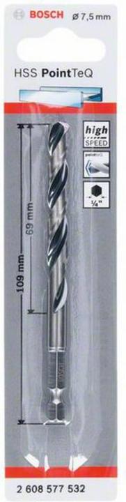 Actual product image Bosch Professional Zubehör HSS PointTeQ hexagonal drill 7.5 mm (7.5 mm)