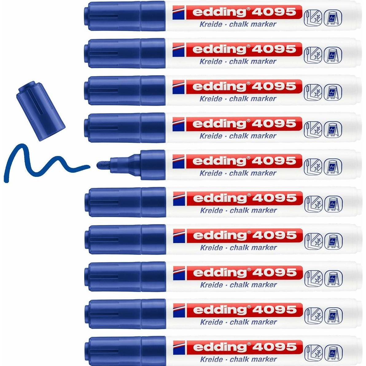 Thumbnail - Edding, Marker, Flüssige Kreidemarker 4095 Blau (10 Stück) (Blau, 3 mm, 10 x)