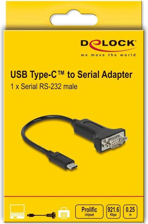 Actual product image Delock Adapter USB Type-C zu 1 x Seriell RS-232 D-Sub 9 Pin (0.25 m)