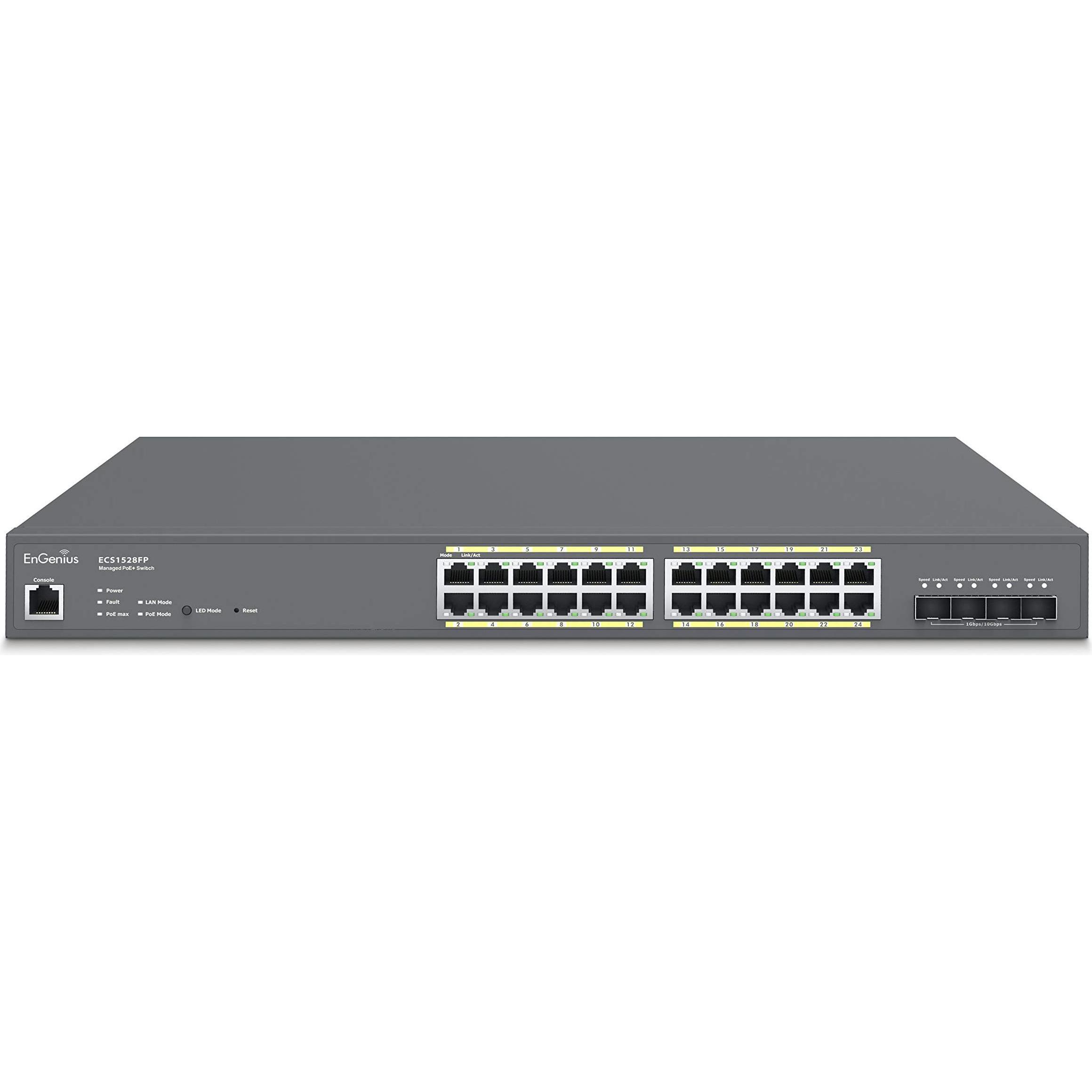 EnGenius ECS1528FP 24 + 4 SFP+ L2 Cloud POE (24 Ports), Netzwerk Switch, Schwarz