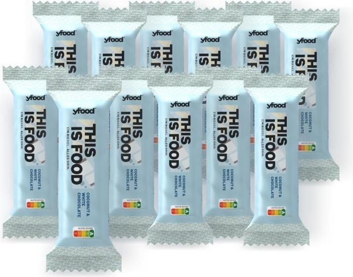 Image du produit YFood Barre Classique Noix de Coco & Chocolat Blanc (60g) (Chocolat blanc, Noix de coco, 1 pcs, 60 g)