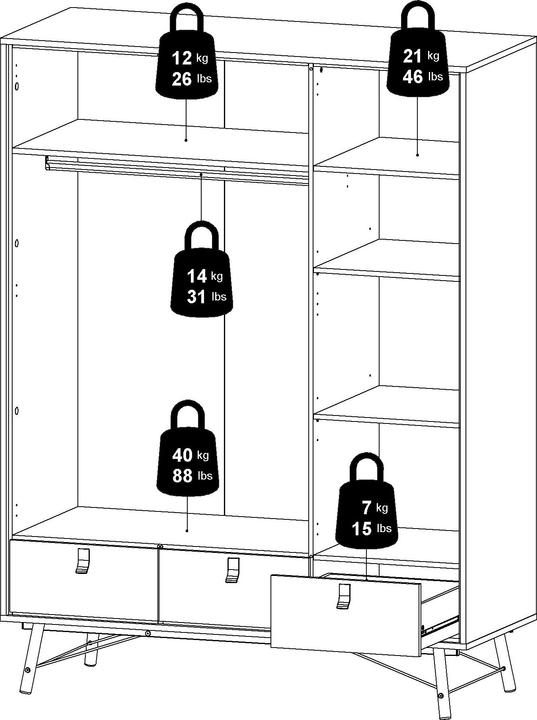 Produktbild Tvilum Kleiderschrank Rye (150.20 x 60.10 x 200.40 cm)