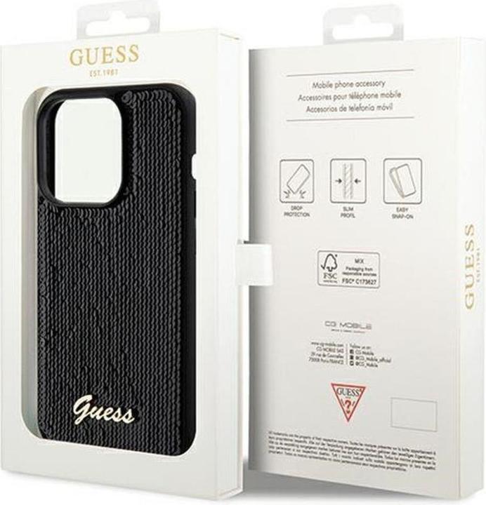 Actual product image Guess GUHCP14LPSFDGSK iPhone 14 Pro 6.1 czarny/black hardcase Sequin Script Metal (Apple iPhone 14 Pro)