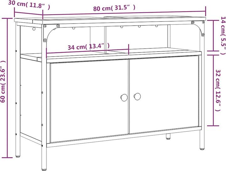 Produktbild vidaXL Waschbeckenschrank (80 x 30 x 60 cm)