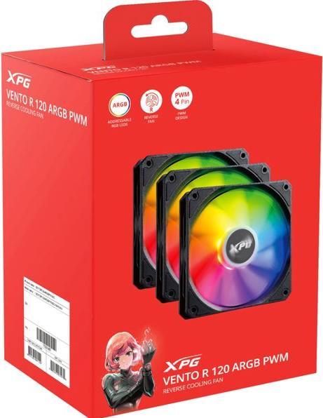 Actual product image Adata Fan XPG VENTO R 120 ARGB Fan 3 pack (120 mm, 3x)