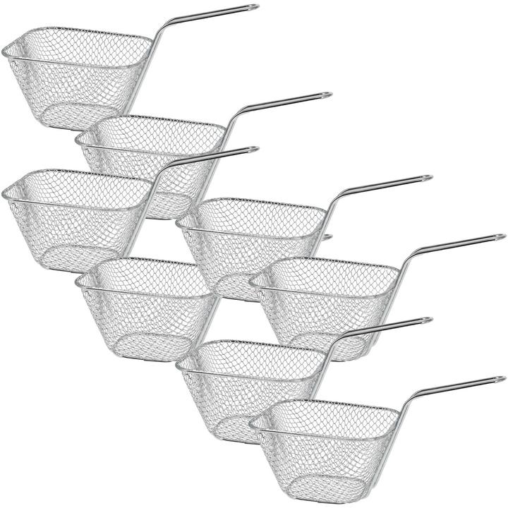 Excellent Houseware 8er-Set Eleganter Mini Servierkorb verchromt - kleiner Pommeskorb, Drahtkorb