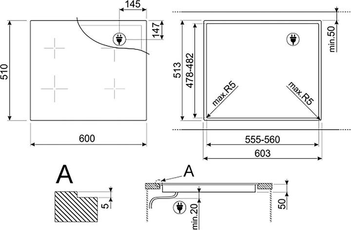 Image du produit Smeg Universal SIB2641D kookplaat Zwart Ingebouwd 60 cm Inductiekookplaat zones 4 zone(s) (60 cm, Table de cuisson à induction)