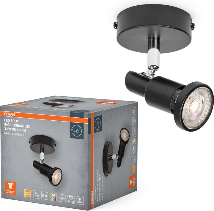 Produktbild Osram LED SPOT BLACK 1 X 3.4W 927 DIM (230 lm, GU10)