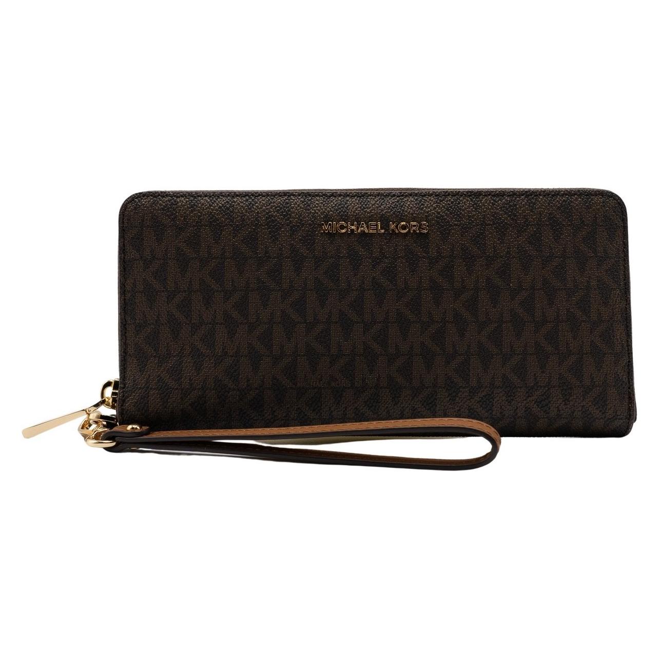 Michael Kors, Vrouwen, Portemonnee, Jet Set Travel Continental Portefeuille, Bruin