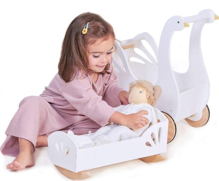 Actual product image Tender Leaf Toys Dolls Cradle Swan
