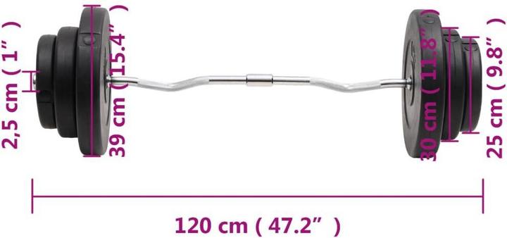 Image du produit vidaXL Langhantel mit Gewicht (1 x 60 kg)