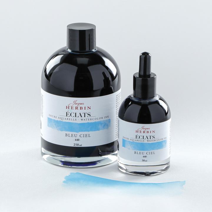 Image du produit Jacques Herbin Encre aquarelle Eclats en 50ml - Bleu ciel (Argent, Blanc, Bleu clair, Jaune, Or, Orange, Pink, Vert, 50 pcs)