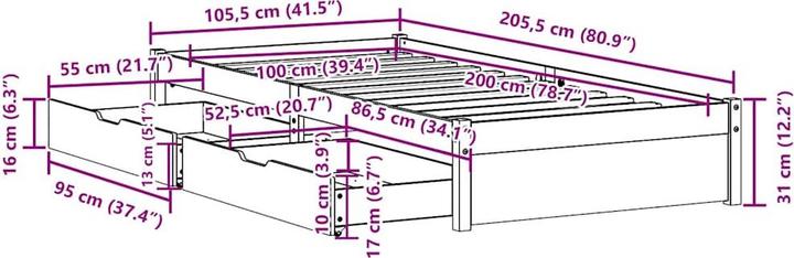 Image du produit VidaXL Lit sans matelas (120 x 200 cm)
