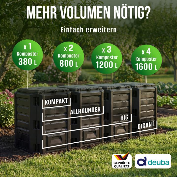 Produktbild Deuba Modularer Zweikammer-Kompostkasten 800L schwarz (800 l)