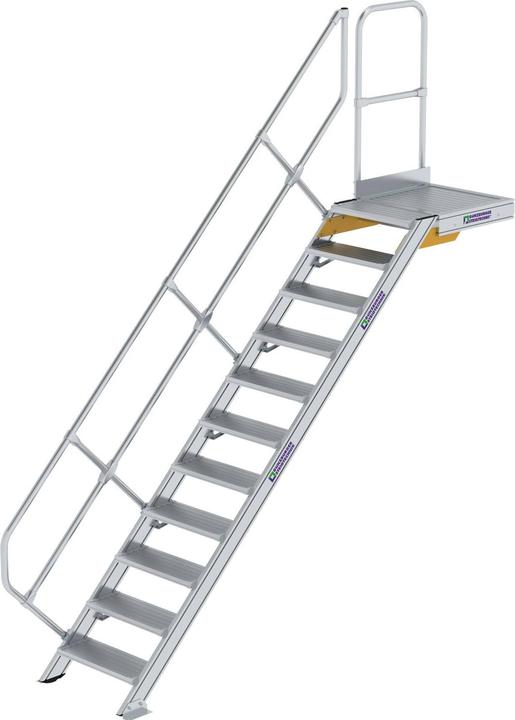 Produktbild Munk Treppe mit Plattform 45° Stufenbreite 600 mm 11 Stufen Aluminium geriffelt (Gerüst, 60 cm)