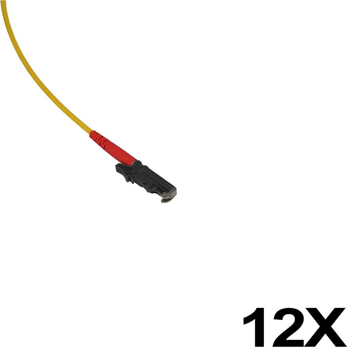 BlueOptics LWL Faserpigtail, mehrfarbig, 12x, 1 Meter, E2000/UPC, OM3 Multimode, Transceiver, Gelb