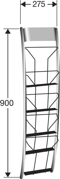 Kerkmann Wandprospekthalter alu DIN A4 5 Fächer (DL, A5, A4)
