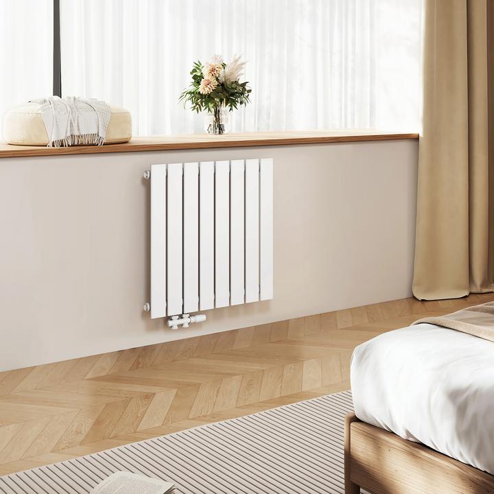 Emke Heizkörper, Flachheizkörper mit Zentralanschluss, Weiss 63x61cm 450W Einlagig