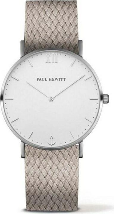 Immagine prodotto Paul Hewitt Sailor Line Bianco Sabbia Argento Perlon Nocciola (Orologio da polso analogico, 39 mm)