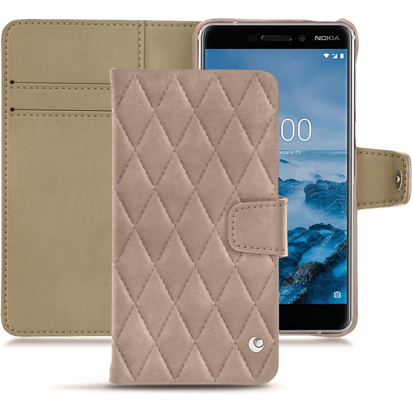 Noreve Lederschutzhülle Wallet (Nokia 6 (2018)), Smartphone Hülle, Beige