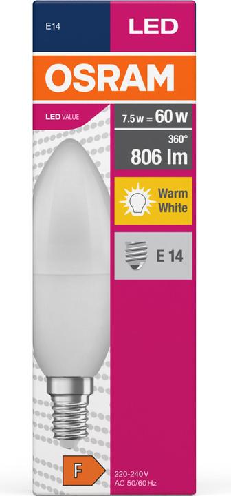 Produktbild Osram LED Kerze Classic (E14, 7.50 W, 806 lm, 1 x, F)