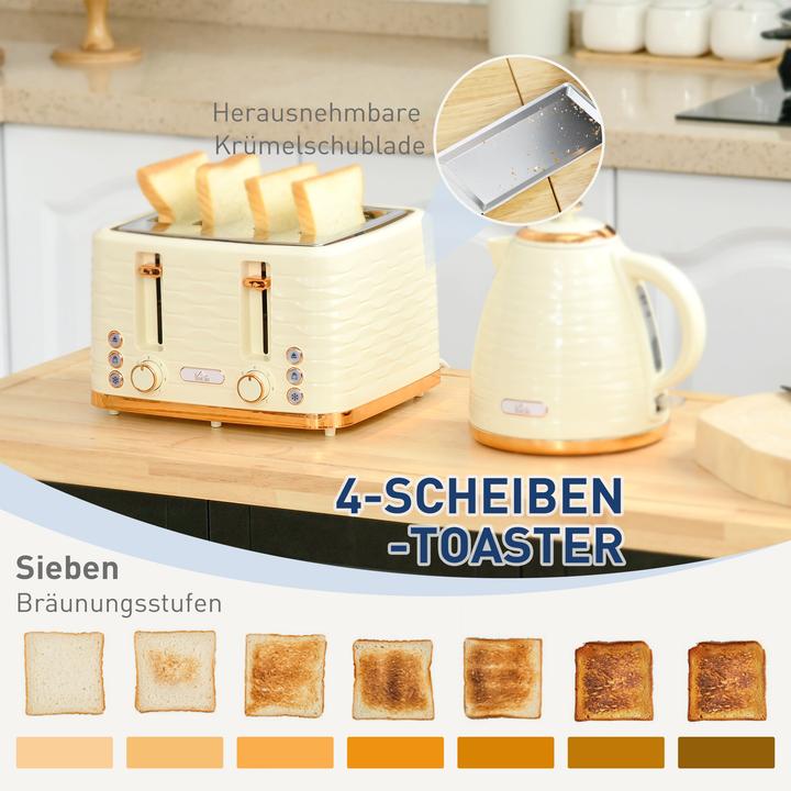 Produktbild Homcom Kocher-Toaster-Set Kunststoff, Stahl Beige (1.70 l)
