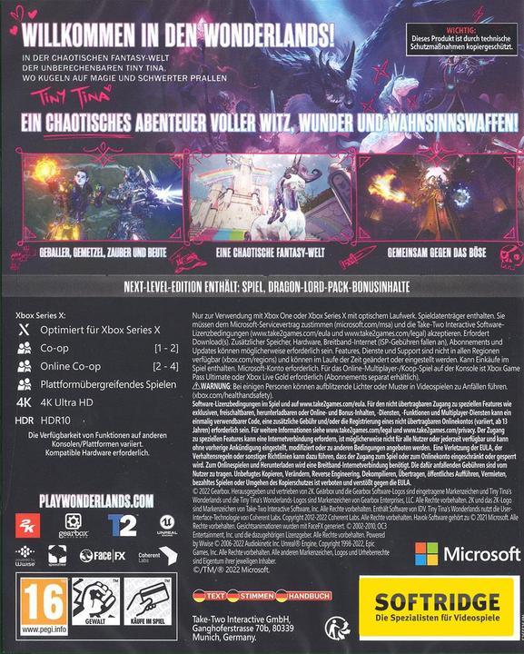 Immagine prodotto 2K Games Tiny Tina's Wonderlands Next Level Edition (Xbox Series X, Xbox One X, DE)