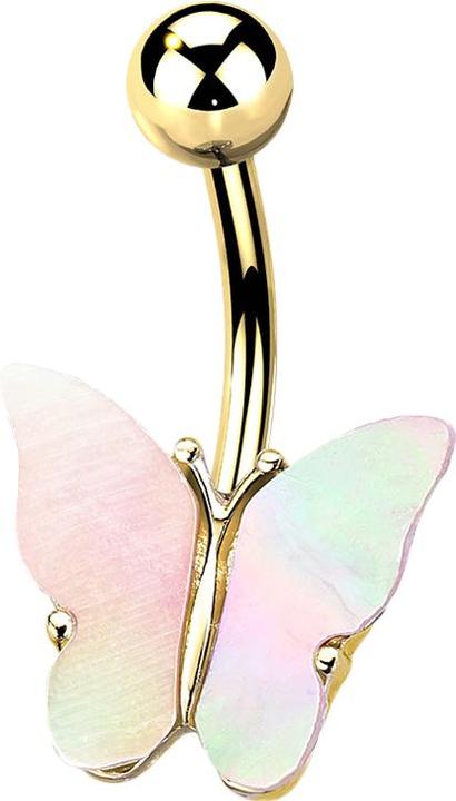 Image du produit Star Piercing Banane plaquée or ormeau papillon clair (Acier chirurgical 316L, Laiton)