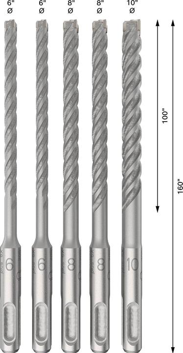 Produktbild Bosch Zubehör PRO SDS plus-5X Hammerbohrer-Set, 6/6/8/8/10 mm, 5-tlg. (6, 8, 10 mm)