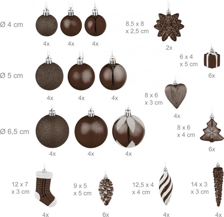 Produktbild Relaxdays 72-tlg. Weihnachtskugeln-Set (72x)
