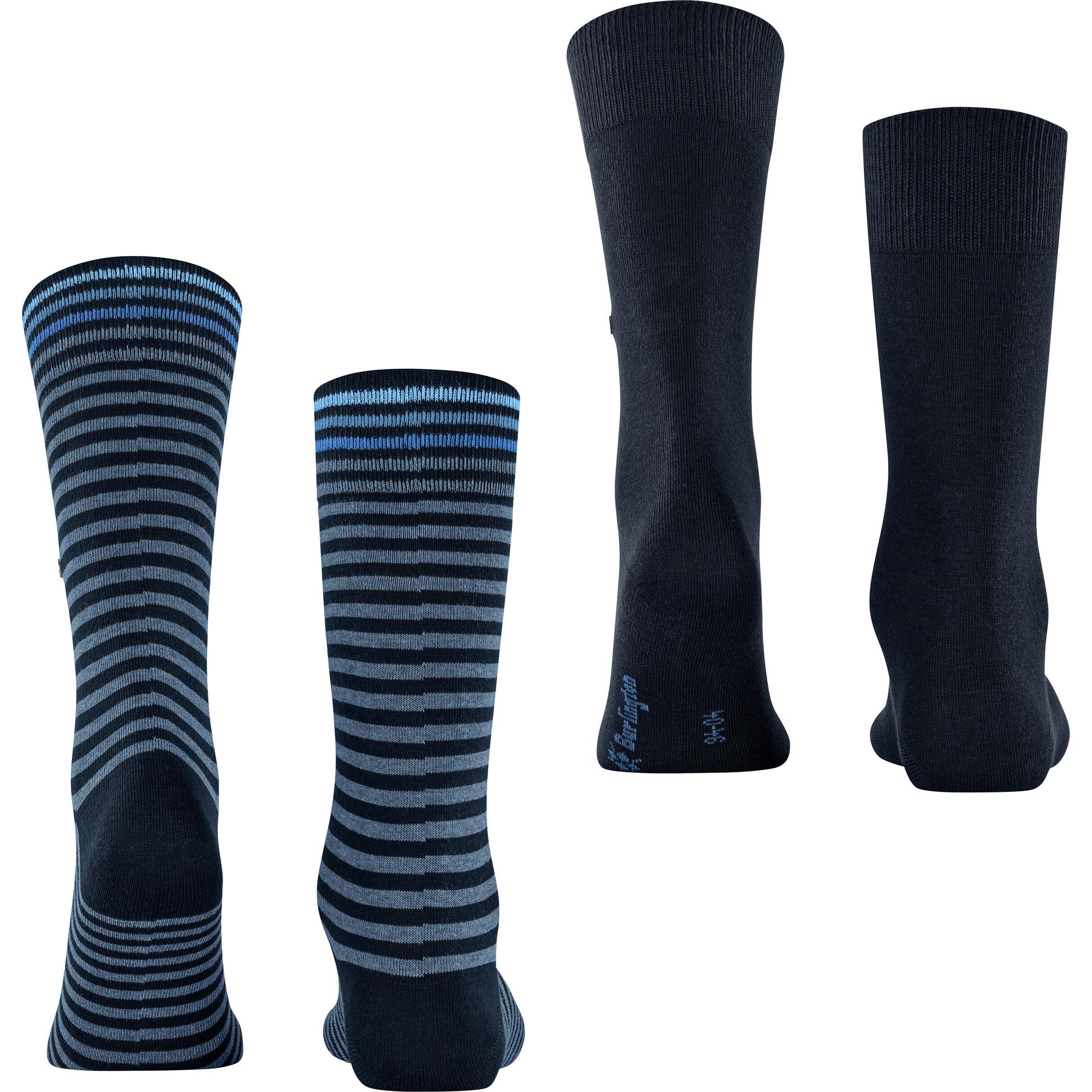 Thumbnail - Burlington, Herren, Socken, Everyday Stripe SO - Mixed 2-Pack, Blau, (2er Pack, 40 - 46)